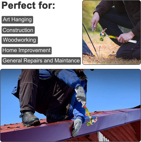 YOUMI 6 in 1 Floral Hammer with Screwdriver Tool Package, Anti-Corrosion Hammer with Phillips and Flat Screwdriver