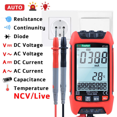 Digital Multimeter, 9999 Counts TRMS Auto-Ranging Voltmeter, Measures AC/DC Amp Ohm Voltage Meter Capacitance Frequency