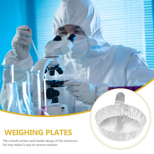 100 Pcs Weigh Boats Lab Tray, 42ml Aluminum Round Dishes for Scale Mixing Liquid and Powder