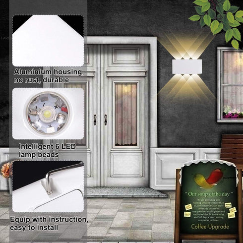 6W 3000K Kawell Waterproof Modern Wall Sconces LED Wall Light Up Down Aluminum Wall Lamp LED Indoor Outdoor