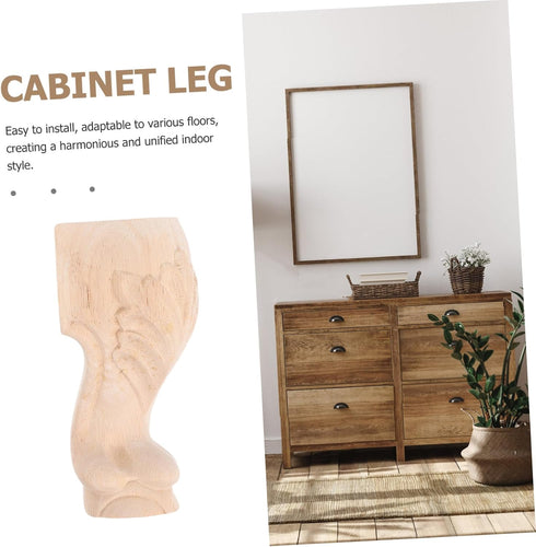 4pcs NUOBESTY Solid Wood Furniture Legs Wood Legs for Furniture Decorative Carved Wooden for Tv Stand Couch Dresser