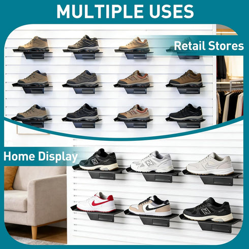 LYYUWE Slatwall Shelf for Retail Display, Heavy Duty Metal Display Shelf with Non Slip Pad for Shoes, Sneakers, Hats