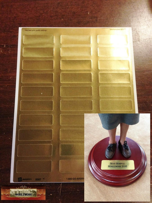 M01200 30pc 1 3/4" 2 1/4" QC1 Gold Foil Adhesive Labels Printable Sheet x for Laser Printer