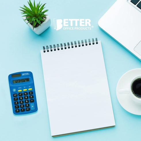 Better Office Products Pocket Size Mini Calculators, 5 Pack, Handheld Angled 8-Digit Display, Standard Function,
