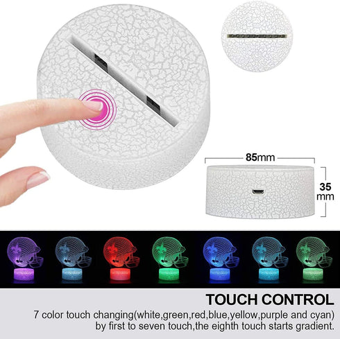 Helmet Shape Optical Illusion Night Light, Smart 7 Colors Table Lamp Gifts for Men, Women, Kids, Boys, Teens