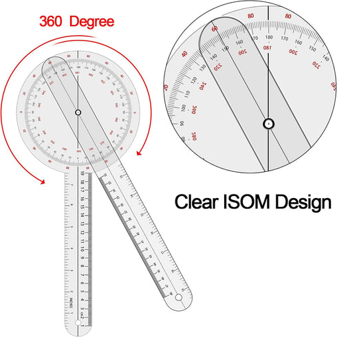 Goniometer Set 2-3 Pieces 12", 8", 6" / 360 Degree Measuring Tool