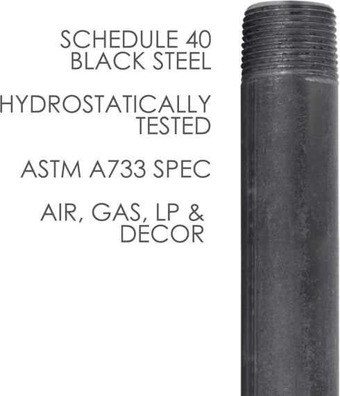Pipe Decor 1” x 2” Malleable Cast Iron Pipe, Pre Cut Connector, Industrial Steel Grey, 6 Pack