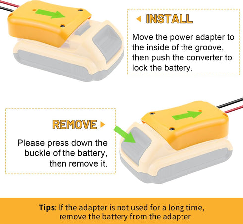 Power Wheels Adapter for Dewalt 20V Battery Adapter Kit with Fuses Holder and Switch for RC Car Toys (2 Pack)
