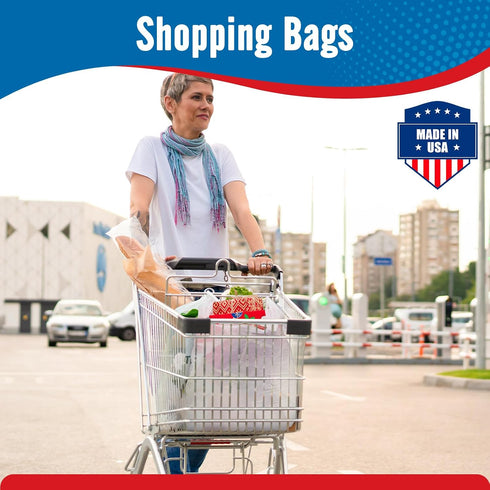 500 Pack (11.5x 6.5 21) Fuxury ( Plain White Plastic Bags with Handles for Small Business in Bulk, T Shirt Shopping Bag