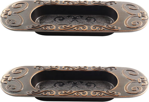 2 Pcs 4.13" European Recessed Flush Pull Handle, Stainless Steel Sliding Door Handle for Cabinet Closet Dresser Drawer