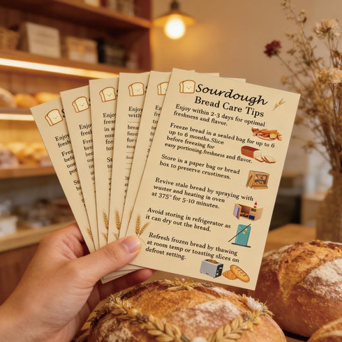 Remerabel (100 Sourdough Bread Care Instruction Cards Flavor Keeping Your Sourdough Fresh How to Carry and Cut Your