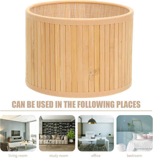Zerodeko Small Bamboo Lampshade Retro Style Compatible Light Cover for Desk Wall and Floor Lamps Chic Vintage Design