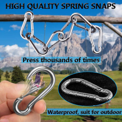 Spring Snap Hooks, 304 Stainless Steel Metal Clip, Heavy Duty Rope Connector for Outdoor Travel Camping