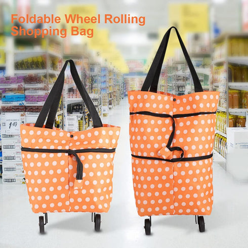 MUNEFE Wheel Rolling Shopping Bag, Foldable Shopping Bag, Shopping Cart with Wheels for Shopping, Camping, Picnicking