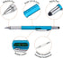MECCANIXITY 4pcs 6 in 1 Multitool Tech Tool Pen Gifts for Men, Ballpoint Pen, Ruler, Screwdriver, Blue