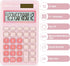 Deli Standard Function Basic Calculator, 12 Digit Desktop Calculator, Pink, Large LCD Display, Solar Battery Dual Power