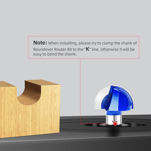 SMJXTOP 1-1/4" Set 1/2 Inch Cutting Diameter Cove Box Round Nose Router Bit Shank, Carbide Tipped Core Box Router Bit