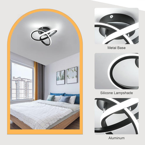 19W 3000K/4500K/6500K 3 Modern LED Ceiling Light Spiral Design Color Modes Swichable Ceiling Lighting Fixtures, Ceiling