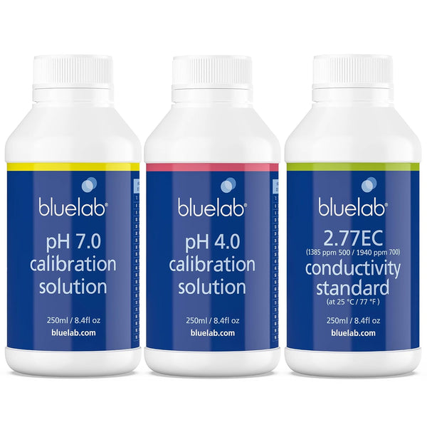 BlueLab 2.77EC Conductivity Solution, PH 7.0 and PH 4.0 Calibration Solution Set, 250 Milliliters
