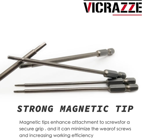 VICRAZEE Hex Head Allen Wrench Drill Bit Set, 1.27 1.5 2.0 2.5 3.0mm S2 Steel 1/4" Hex Shank (5-Pack)