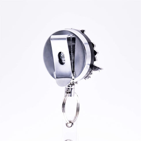 Laraine Retractable Badge Reel Holder, Metal Clip ID Card & Key Holders, Rhinestones Pearl Bird Shape 1.7”