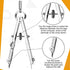 Zonon 12 Pcs Compass for Geometry, Bulk Protractor for Math Students, Precision Tool with Pencil for Art