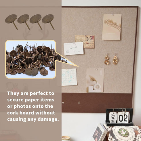 Bronze Flat Head Upholstery Tacks, Flat Thumb Tacks for Furniture Decor, 100Pcs (11mm x 17mm) Upholstery Nails