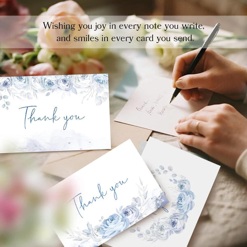 Oaken Leaford 48 Pack 6 Pre-Folded Floral Thank You Cards with Envelopes & Stickers, Elegant Designs for Wedding, Baby