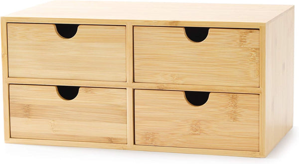Wisuce Bamboo Desk Organizer, Mini Desktop Drawer Tabletop Storage Organization Box for Office Home Toiletries