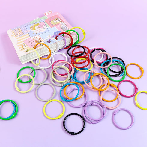 Quadafy 60 Pack 1 1/5 Inch 12 Color Binder Rings, Metal Rings for Index Cards, for Book Rings, Flashcard Rings, Key