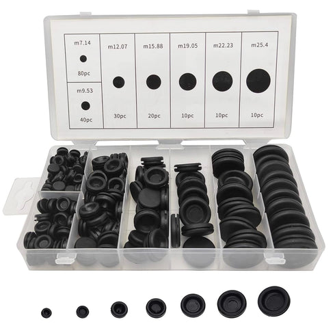 200Pcs Rubber Grommet Assortment Kit, 7 Sizes, Firewall Hole Plug Set for Electrical Wire Gasket