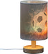 YYZZH Table Lamp Soccer Ball in Fire Flame Water Sport Design American Football Nightstand Lamp with Wood Base Fabric