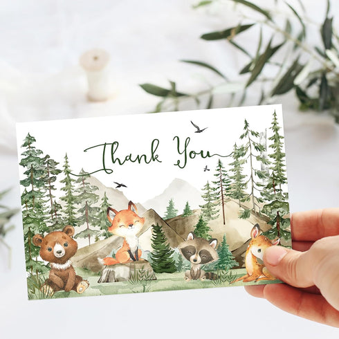 50 Pack 4 6 Inch FYSUIMU Woodland Thank You Cards Watercolor Mountain Forest Woodland Animal Greeting Cards