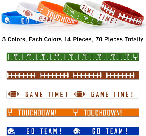 BBTO Football Silicone Bracelet, Motivational Rubber Wristbands for Sport Themed Birthday Party Award Gift (35 Pieces)