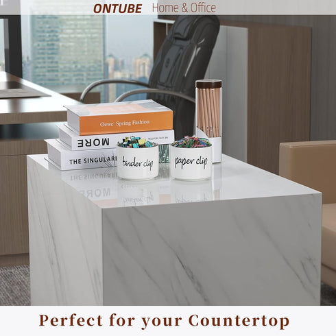 ONTUBE Ceramic Paper Clip Holder and Binder Clip Holder Set for Desk Organizer (White)