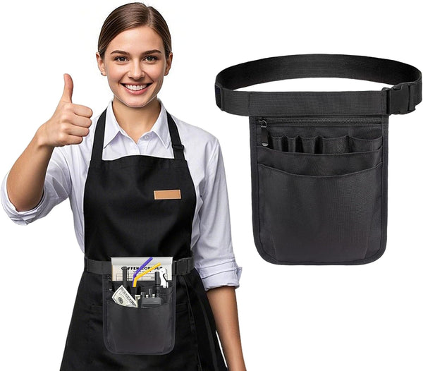 ccotikosee Waitress Apron with Pocket, Server Work Tools Waist Bag, Adjustable Utility Belt