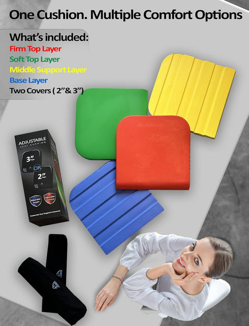 PRIMART Tailbone Adjustable Memory Foam Seat Cushion, Custom Height & Firmness, Ergonomic Office Chair Cushion