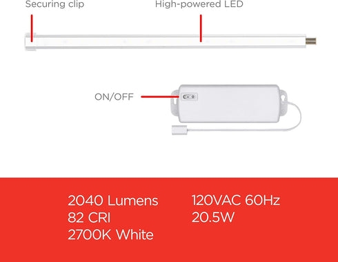 10in. 3 Pack, 825 2700K 44418 UltraPro Linkable LED Bright Strips, Lumens, Warm White Light, Low Voltage, Under Cabinet