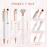 Sabary 8 Pcs Ballpoint Pens with White Pen Holder for Desk, Glitter Pencil Holder, Fancy Black Ink Pens