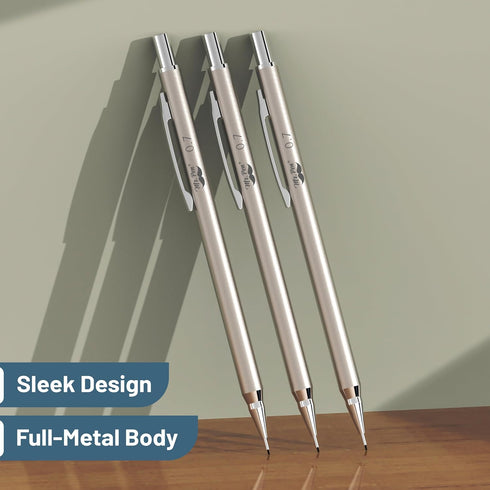 Mr. Pen Metal Mechanical Pencil Set, 0.7mm, 3 Pack, Mechanical Pencils for Sketching and Drafting