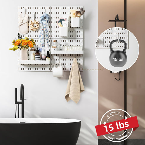 VUSIGN 4-Piece Pegboard Combination Wall Organizer Kit, 17 Accessories, Modular Hanging Display for Home, Office, White