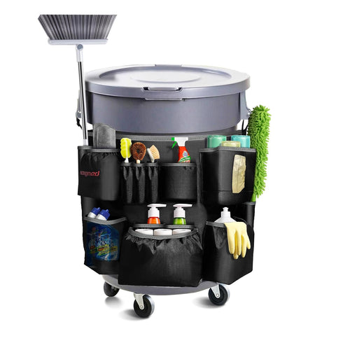 Hongmed Trash Can Caddy Bag: 1680D Fabric Heavy-Duty Cleaning Caddy with Adjustable