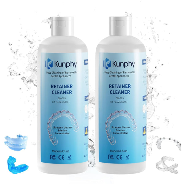 2 Pack Ultrasonic Retainer Cleaner Solution - Professional Cleaning for Retainers, Aligners, Mouth Guards