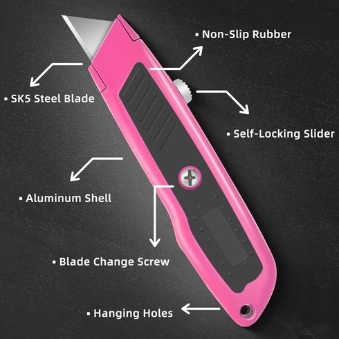 2 Pack Package, DIYSELF Box Cutter Retractable Heavy Duty Utility Knife, Ergonomic Razor Knife for Warehouse, Office