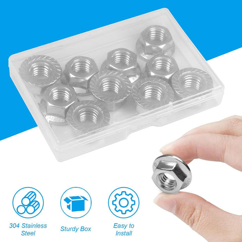 Yinpecly 10 M12-1.75mm M12 Nuts,304 Pcs Serrated Flange Hex Nuts, Hexagon Flange Stainless Steel, Metric Hex Lock Nuts