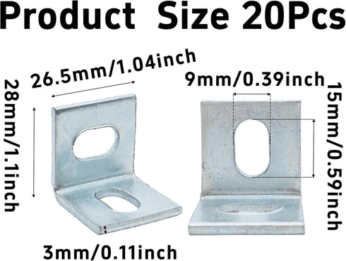 Runseaway 20Pcs Table Top Fasteners, Heavy Duty Steel Z Clips & Adjustable Corner Brackets with Screws, Tabletop