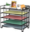 Letter Tray Paper Organizer, 5 Tier Black Mesh Desk Organizers, Stackable File Holder for Home Office