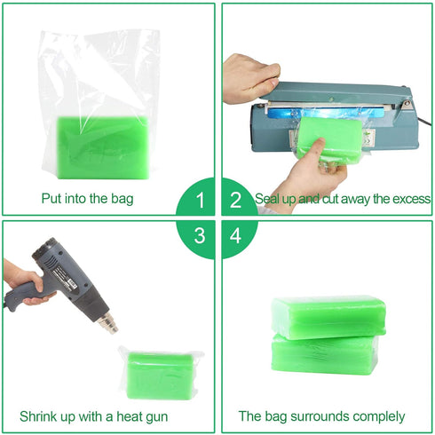 Shrink Wrap Bags, 6X8 Inches Round End PVC Heat Shrink Wrap for Handmade Soap, 100 Pcs for DIY Crafts