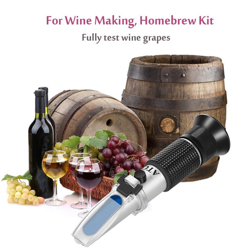 V-Resourcing Wine Refractometer, Hand Held Brix/Alcohol with ATC for Wine Making Homebrew Kit, Dual Scale
