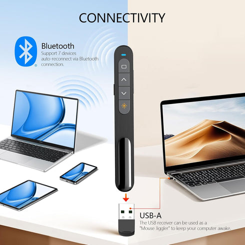 Norwii 328ft Bluetooth Presentation Clicker for PowerPoint, Wireless Presenter, Presentation Remote with Pointer, Slide